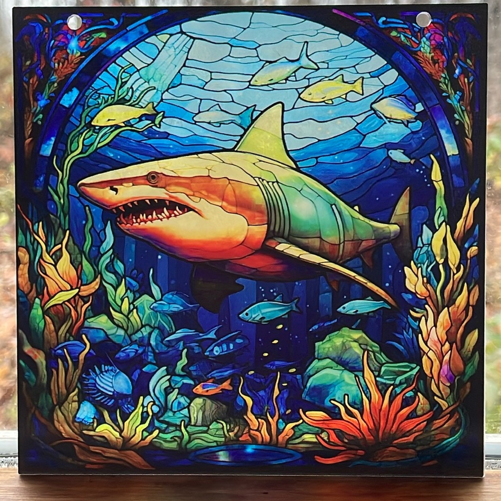 Acrylic Suncatcher Shark Wildlife 6” Round Decorative Window Home Decor Gifts